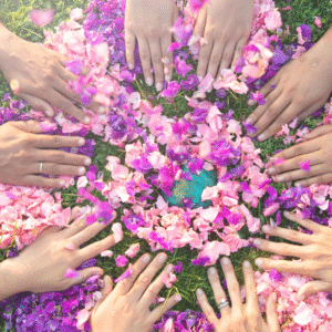 Cérémonie Blessingway accompagnée par une doula pour célébrer la grossesse et soutenir la future maman.